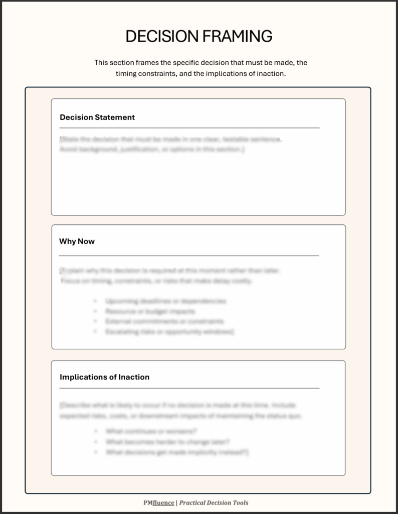 PMfluence Decision Brief -first page image
